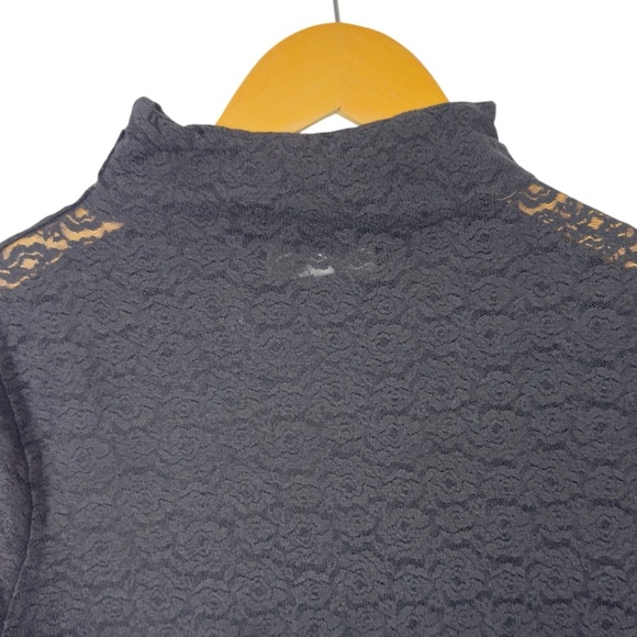 April Cornell Amelie Mock Turtleneck T-Shirt Floral Lace Black Sheer Size Medium - Picture 11 of 14
